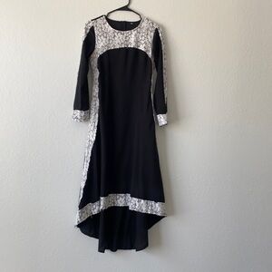 Black High low white lace dress